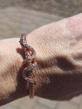 BP Rose Gold Snake Cuff Bracelet with Crystal Accents